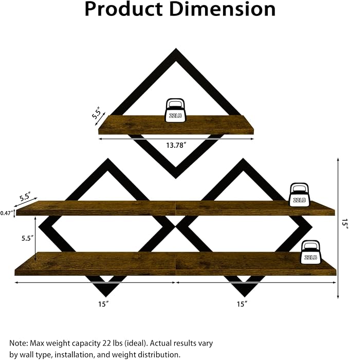 Floating Shelves Set of 3, Decorative Rustic Wall Shelves - Image 2