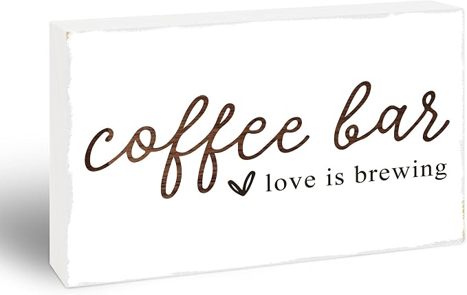 Coffee Bar Love Is Brewing Wooden Sign by Yhtmbf