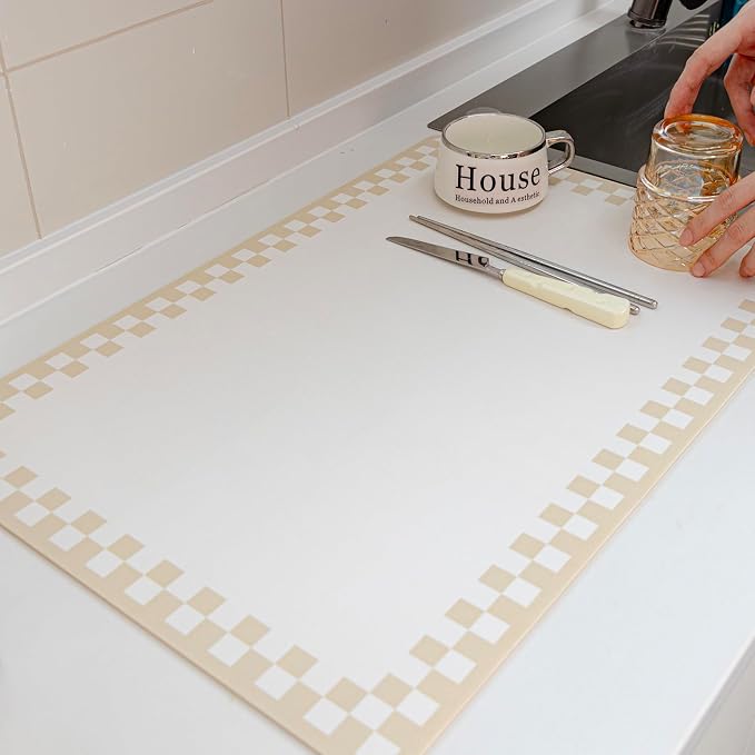 Coffee Bar Mat for Countertop Super Absorbent Hide Stain Cuttable Dish Drying - Image 2
