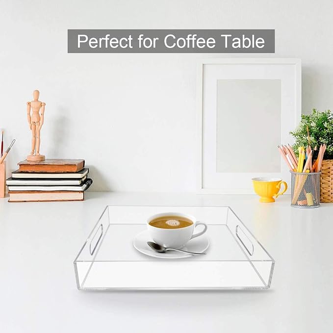 NIUBEE Acrylic Serving Tray 16x20 Inches -Spill Proof- Clear Decorative Tray - Image 5