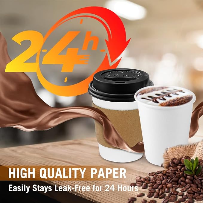 Ginkgo 100-Pack 8 oz Thickened Disposable Coffee Cups - Image 3