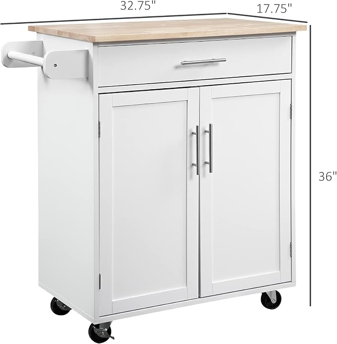 32" Small Kitchen Island Cart on Wheels - Image 2