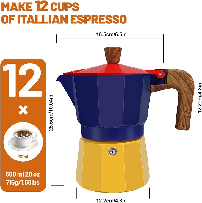 12 Cup Aluminum Espresso Stovetop Moka Pot Express Coffee Maker Percolator - Image 2