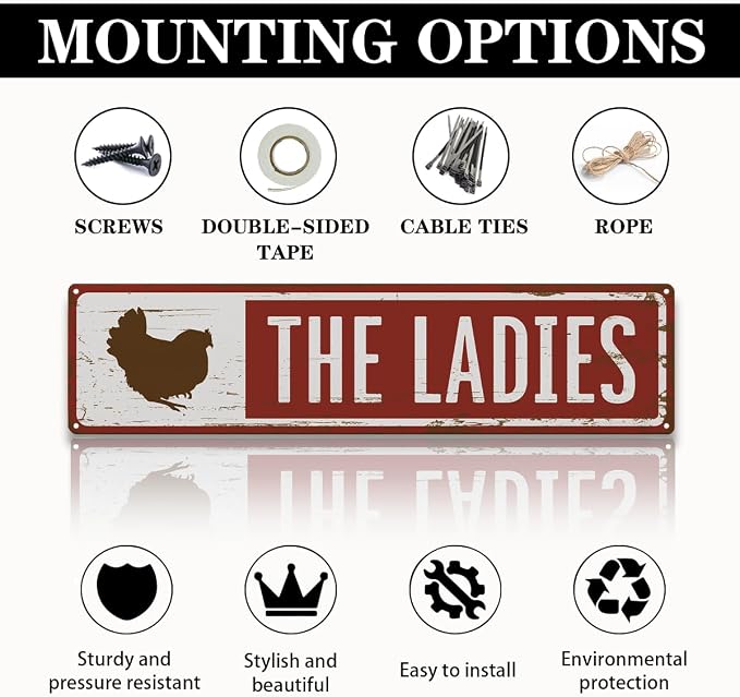Rustic Farmhouse Style Chicken Coop Sign, Metal Outdoor Chicken House Signs - Image 3