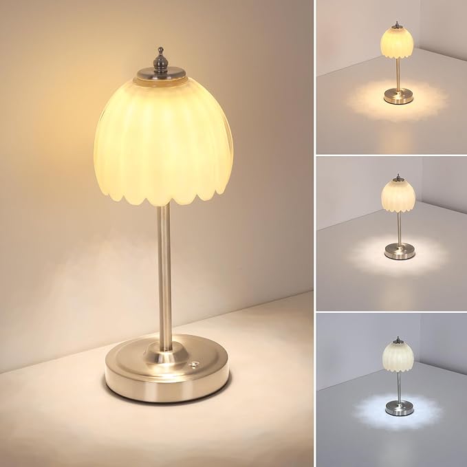Shenmoyl Tulip Table Lamp with 5200mAh Battery & Touch Control, Cordless Small by Shenmoyl