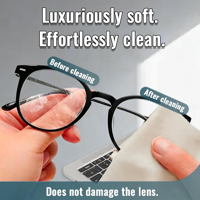10 Pack Microfiber Chamois Cleaning Cloths, Safety &Scratch-Free Lens Cleaning - Image 3