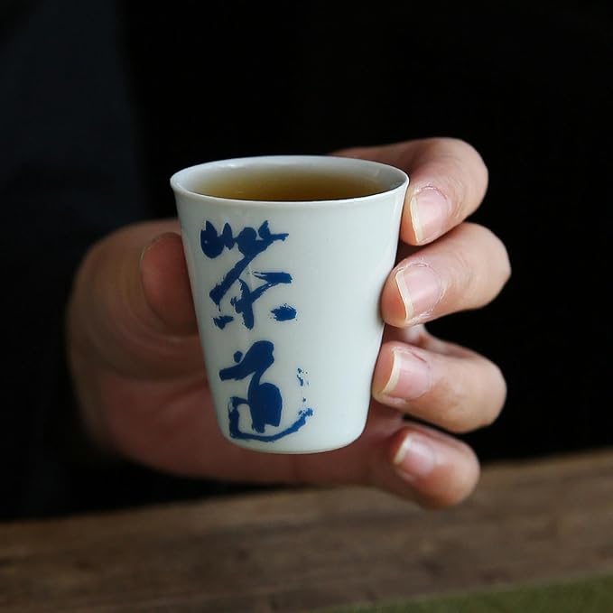 40ml/1.5oz Blue Grey Glazed Handwritten Fragrance Cup Creative Personalized - Image 3