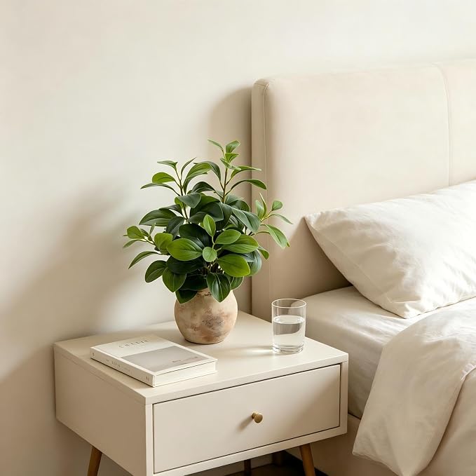 AlphaAcc 17" Artificial Fig Leaf Plant in Vintage Ceramic Pot - Image 7