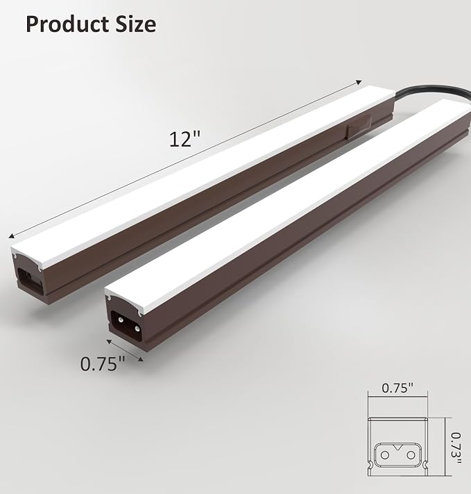 Leetdud Under Cabinet Lighting Plug in, 12 Inch 2 Pcs, Linkable AC120V 3CCT - Image 8