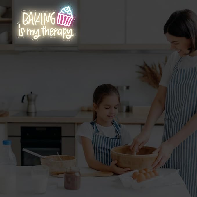 Baking Is My Therapy Neon Sign, Bakery Shop House LED Neon Light Cupcake Coffee - Image 6