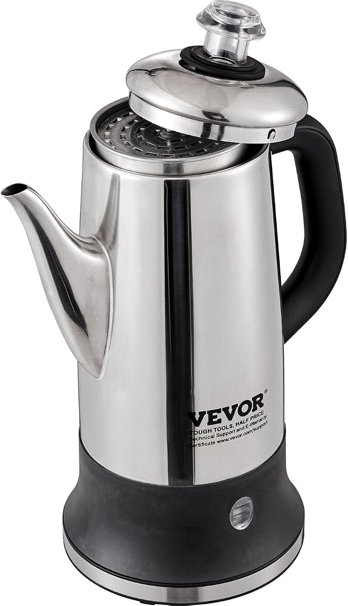 VEVOR 12-Cup Electric Percolator Coffee Pot, 304 Stainless Steel Body Coffee - Image 4