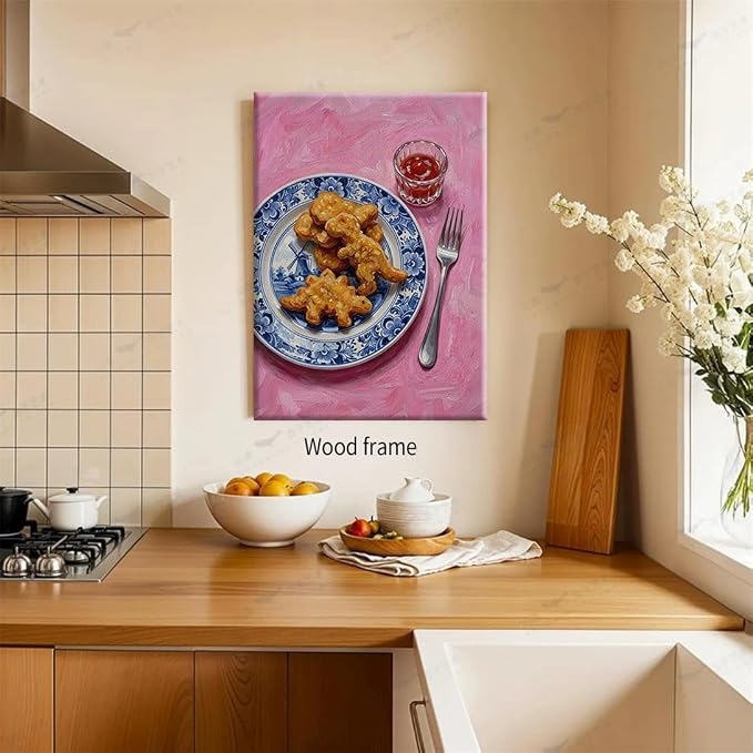 Wrapped Framed Funny Kitchen Wall Art 12x16 inch Dining Room Food Canvas Poster - Image 4