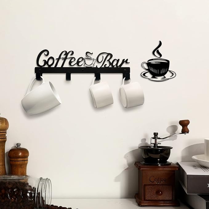 Hotop 2 Pieces Coffee Mug Holder Wall Mounted Metal Cup Rack Hanger by HOTOP