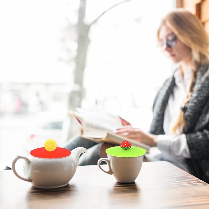 8 Pcs Silicone Cup Lids Mug Cover Colorful Anti-dust Coffee Cup Mug Covers Cute - Image 6