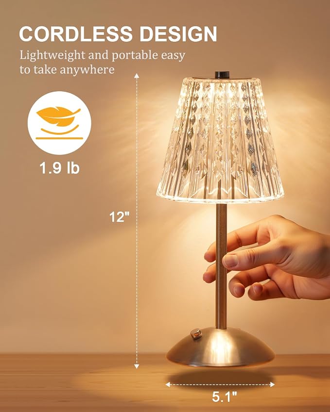 Nusogon Cordless Touch Table Lamp, LED Rechargeable Small Dask Lamp, 3 Colors - Image 4