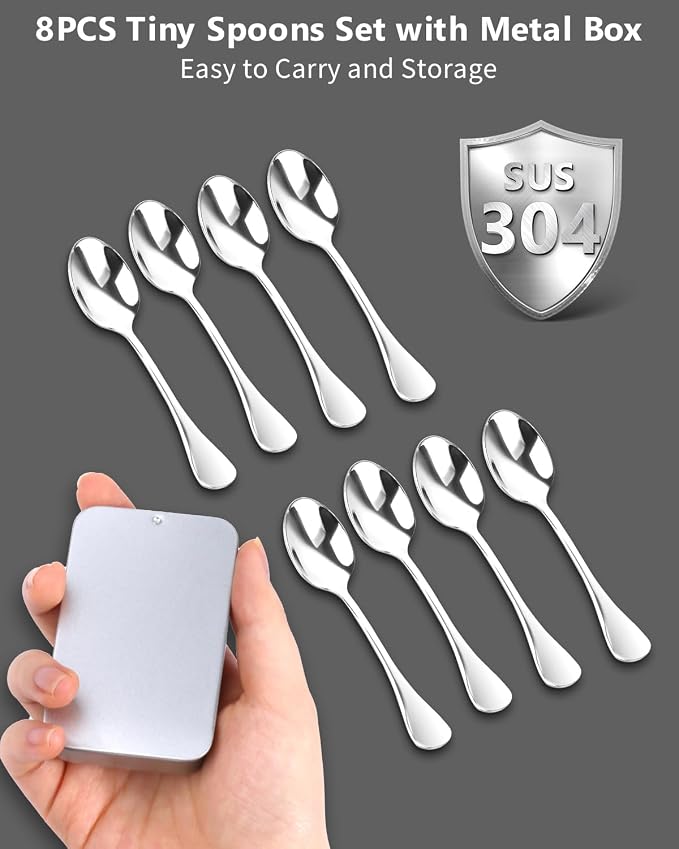 8PCS Mini Stainless Steel Spoons - Image 3