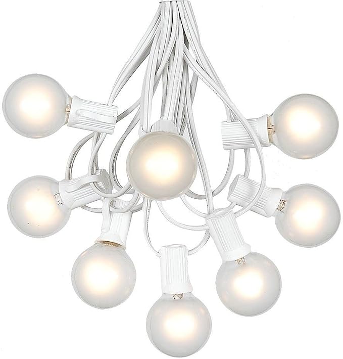 G40 Patio String Lights with 125 Frosted Globe Bulbs by NoveltyLights-LightExperts
