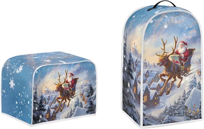 Doginthehole Santa Claus Deer Print Blender and Toaster Cover 2 Slice, by doginthehole