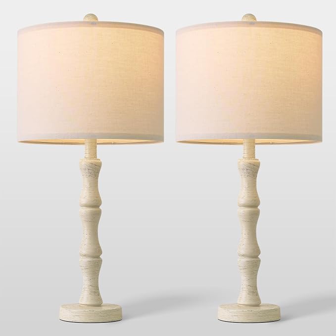 BOBOMOMO 25" Farmhouse Bedside Lamps Set of 2, Vintage Nightstand Lamps - Image 7