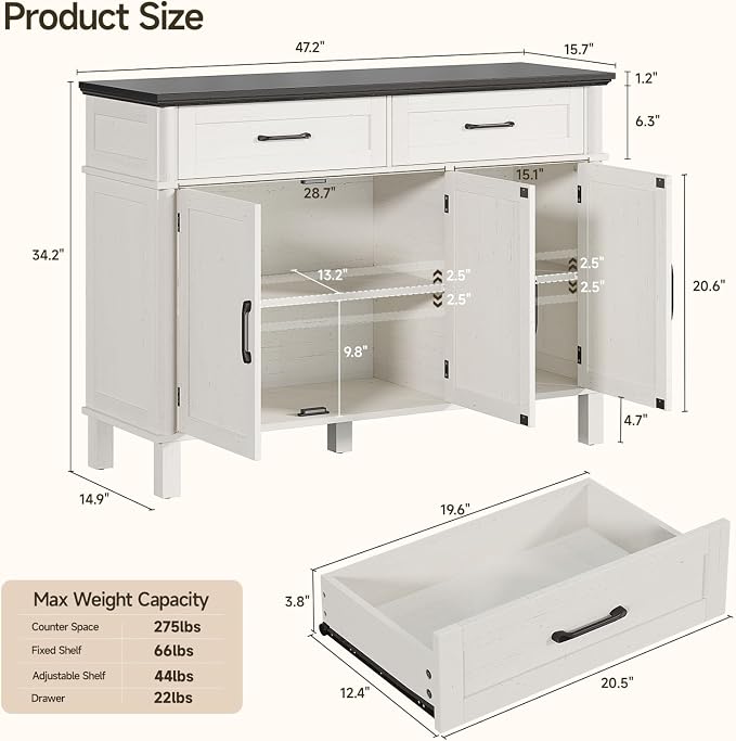 48 Inch Sideboard Buffet Cabinet - Image 2