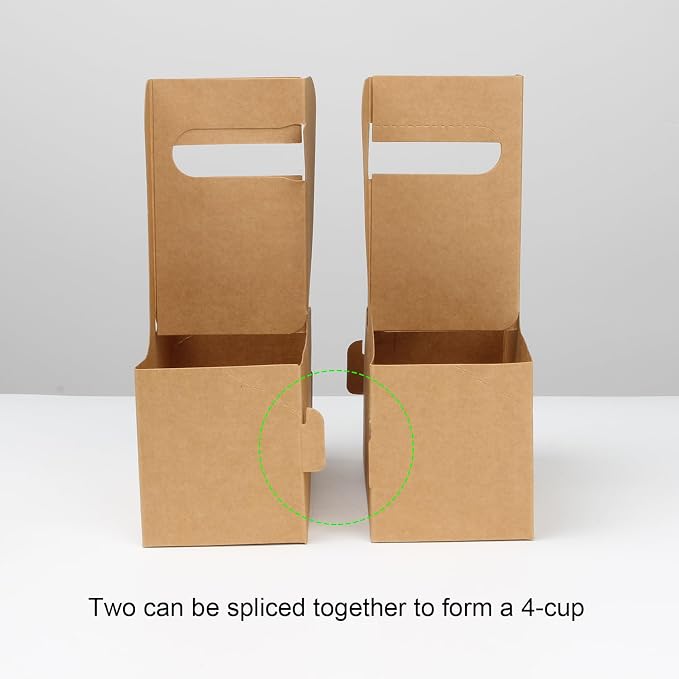 2-Cup 50 Pack Drink Carrier Handle 12-30 OZ Handled Drink Carriers | Kraft - Image 5