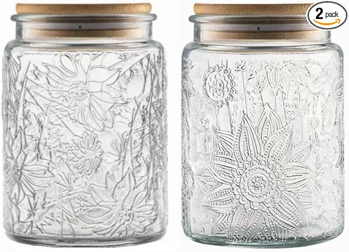 ANSQU Set of 2 Vintage Glass Jars, 23.7 FL OZ Candy Jars by ANSQU