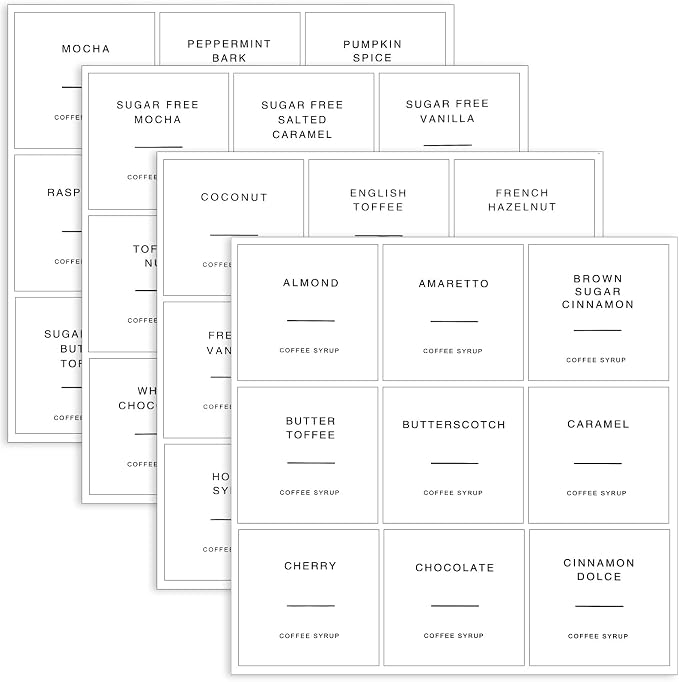 4sheet Coffee Syrup Labels for Cafe Station, Coffee Syrup Labels | 36PCS - Image 5