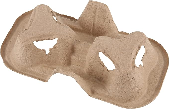 JOIKIT 100 PCS 2 Cup Pulp Fiber Drink Carrier, Molded Fiber Holder Tray - Image 4