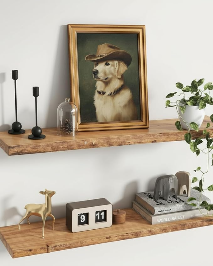 ARPEOTCY Gold Framed Canvas Wall Art, 12x16 Inch Funny Cowboy Dog Portrait - Image 4