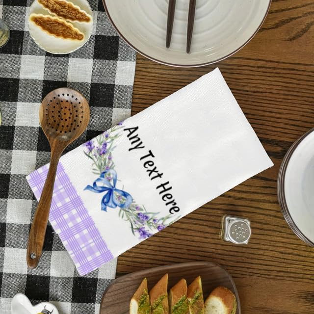 Custom Lavender Kitchen Towel 2-Pack Set, Design Your Own Text One Side - Image 4