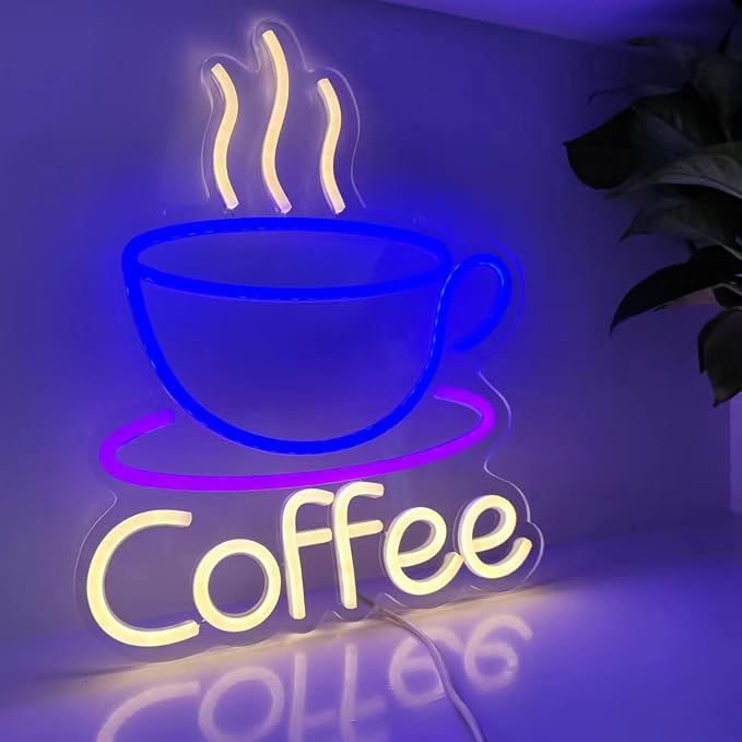 LED Coffee Cup Neon Sign Large 5V USB Powered Acrylic Neon Lights by HFHungkeong