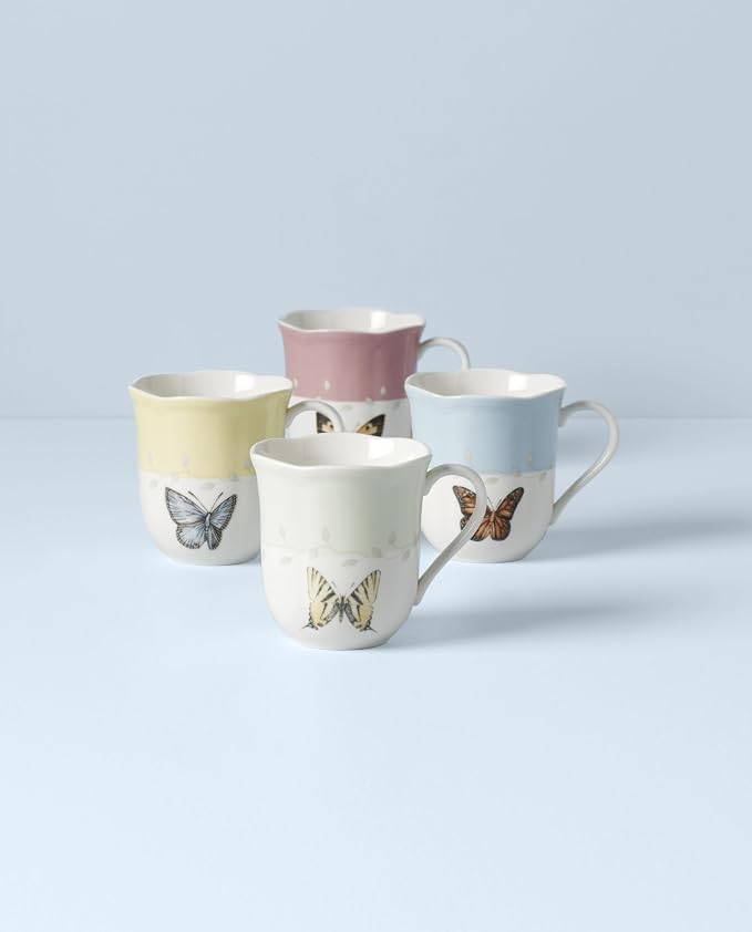 Lenox Coffee Mug Set, Butterfly Meadow Colors 4-Piece Mug Set, Service - Image 2