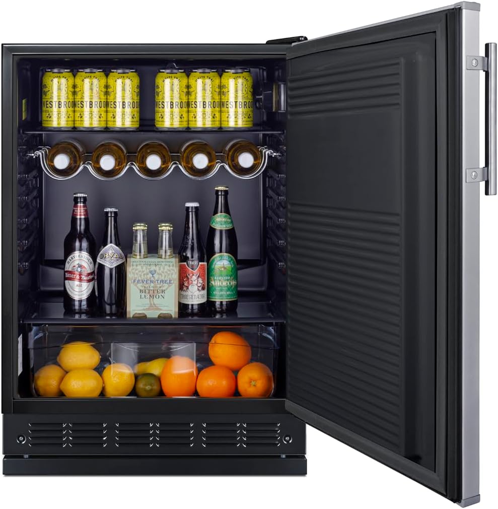 Summit Appliance 24" Wide Beer Kegerator/Refrigerator Combo, Two 1/6 Sixtel Kegs, Black Interior, Caster Wheels, Residential/Commercial Use (RHD, Nitro Coffee)
