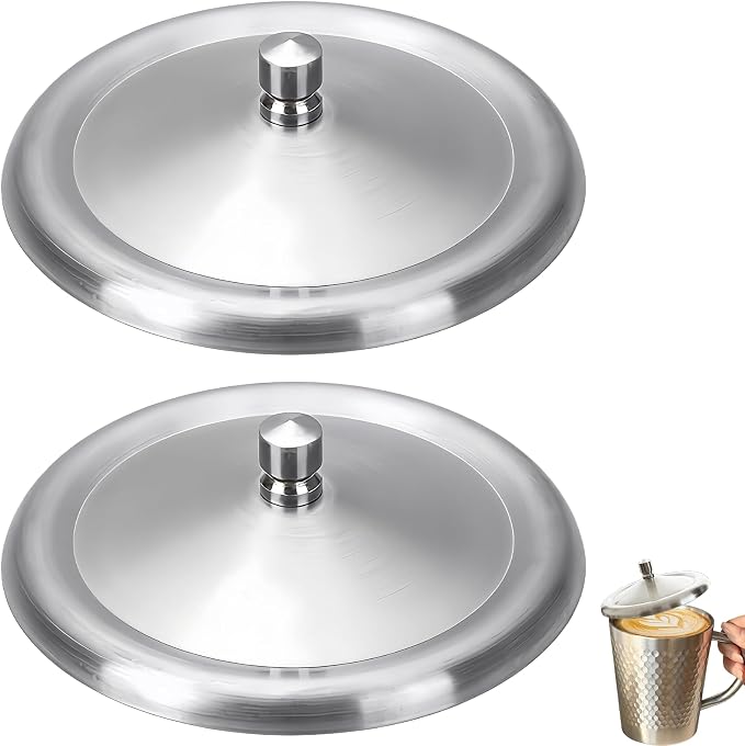 2Pcs Stainless Steel Coffee Mug Cover, 3Inch Cup Cover, Metal Travel Mug Lid by Bigwinyep