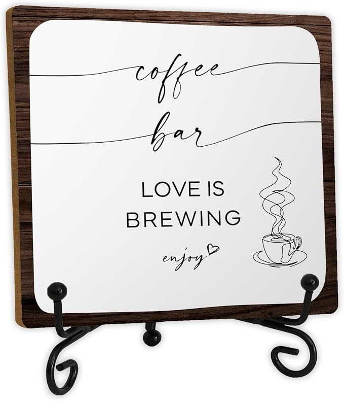 Wooden Sign, 5x5 Inch, Love Is Brewing, Coffee Bar by Unknown