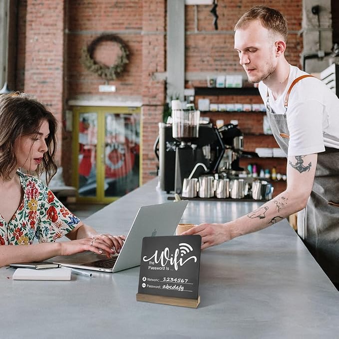 WiFi Password Sign Wooden WiFi Sign Wireless Network Sign Table Chalkboard - Image 6