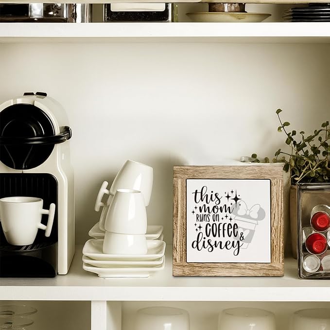 Coffee Bar Wooden Decor Sign, This Mom Runs on Coffee Sign, Farmhouse Cafe Signs - Image 5
