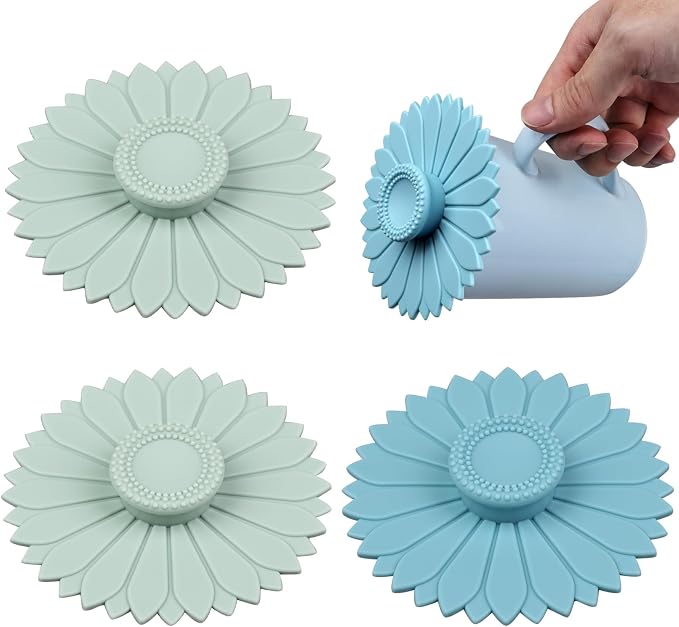 Sunflower Silicone Cup Covers 4 pcs Universal Silicone Cup Lid by EDUEE