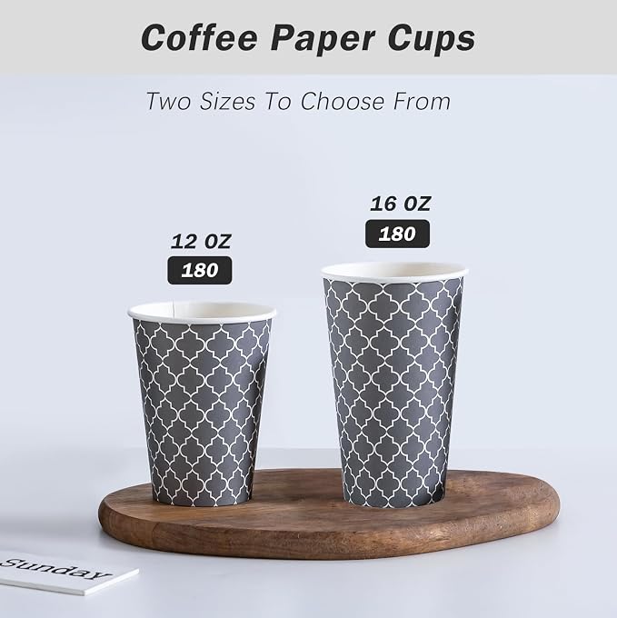 Lamosi Coffee Cups 16 oz 180 Pack, Disposable Coffee Cups, Disposable Cup - Image 3