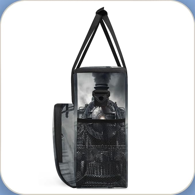 Black Steam Train Coffee Maker Carring Bag, Large Insulated Storage Organizer - Image 4