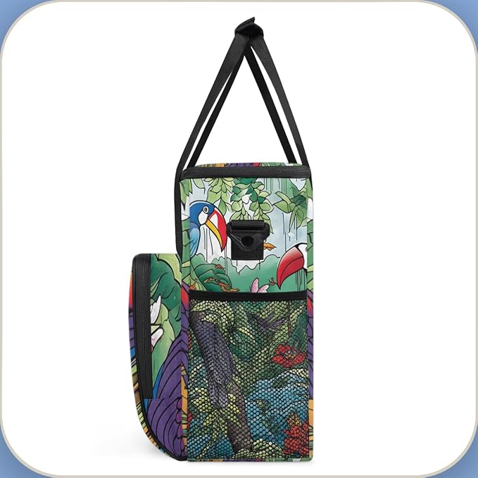 Tropical Birds Parrot Coffee Maker Travel Bag, Portable Storage Tote Bag - Image 4