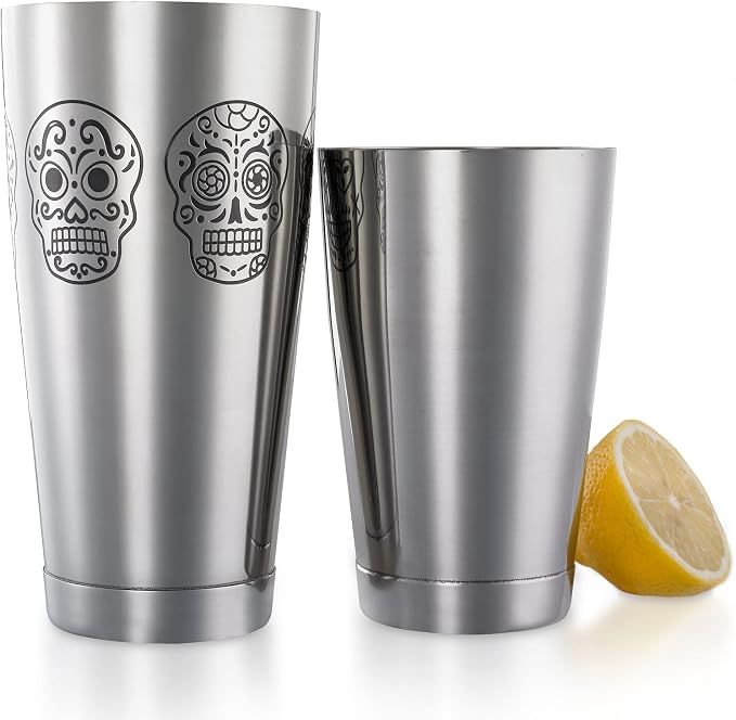 Barfly Skull Cocktail Shaker Tin Set, Stainless Steel - Image 2