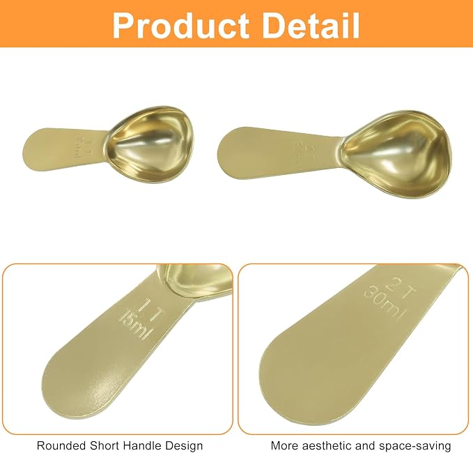 2Pcs Stainless Steel Coffee Scoop, Short Handles Coffee Spoons, Ergonomics - Image 3