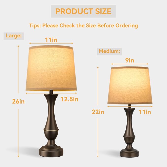 Seealle Upgraded Touch Lamps for Night Stands Set of 2 - Image 5