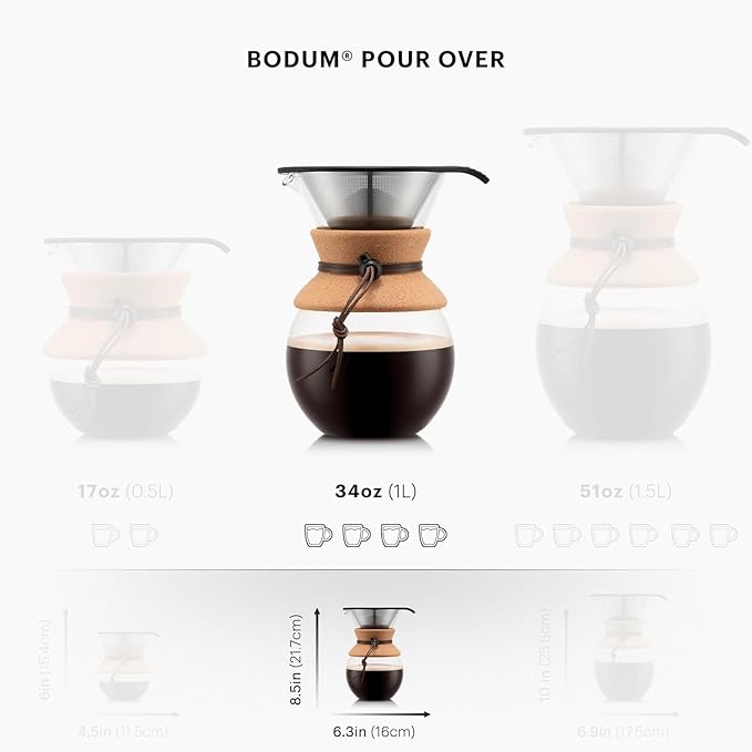 Bodum 34oz Pour Over Coffee Maker, High-Heat Borosilicate Glass - Image 8