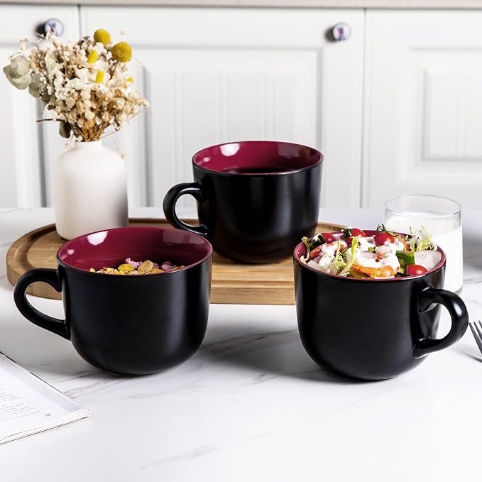 GBHOME Ceramic Soup Mugs with Lid, 24 oz Soup Cups with Hanlde - Image 7