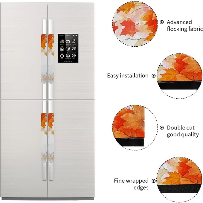 Orange Fallen Maple Leaves Refrigerator Door Handle Cover, Kitchen Decor House - Image 5