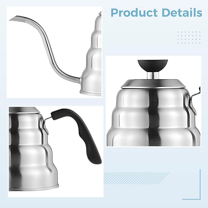 40.6 US fl oz Stainless Steel Goose Neck Coffee Kettle, 1.2 L Pour Over Coffee - Image 2