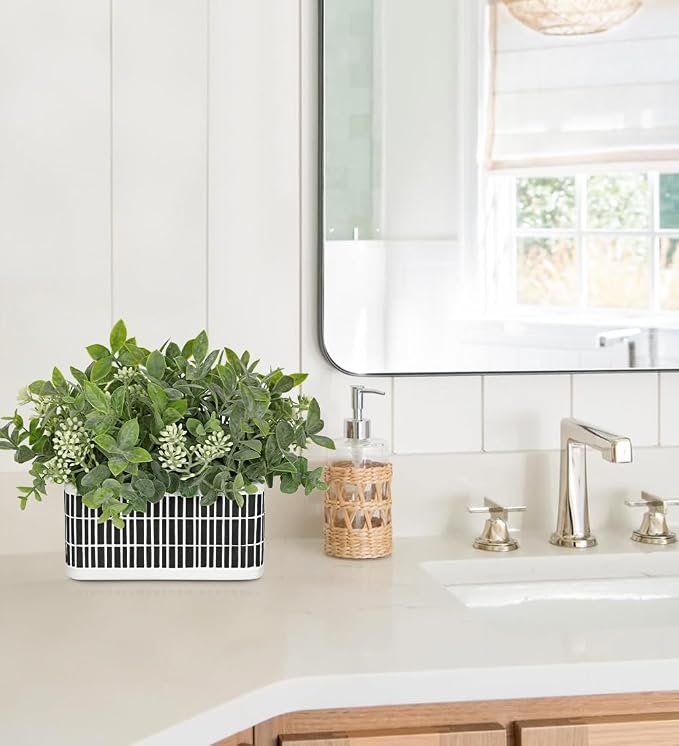 Artificial Plants Indoor Small Fake Plants in Pot Rustic Faux Boxwood Greenery - Image 6