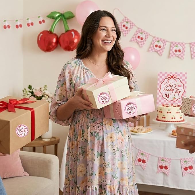 60 Pcs She's Ready to Pop Baby Shower Stickers - Image 3